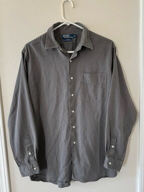 Polo Ralph Lauren Men’s Large Marlowe Silk Cotton Gray Button Down Shirt
